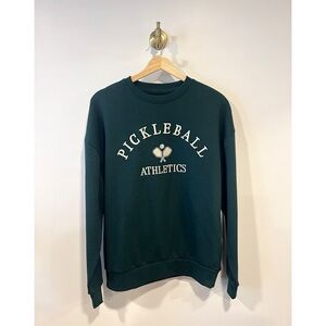 Pickleball Athletics Embroidered Green Fleece Crewneck